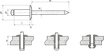 Nit DIN 7337 Al/st 4,8x25 z łbem16 ZB Cr3+ zrywalny, łeb płaski