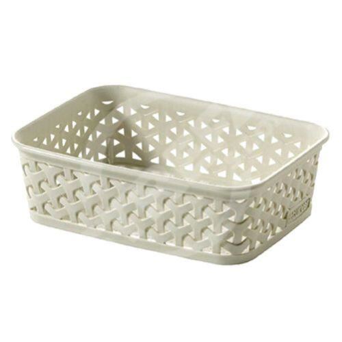 Koszyk plastikowy RATTAN kremowy 20x14x6cm "Y" STYLE