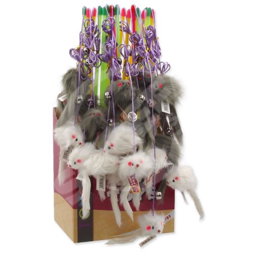 Display Toy MAGIC CAT wędka z myszką i dzwoneczkiem z kocimiętką 17 cm + 49 cm 24 szt.