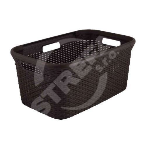 Plastikowy kosz na czyste ubrania RATTAN 60x40x24cm brązowy