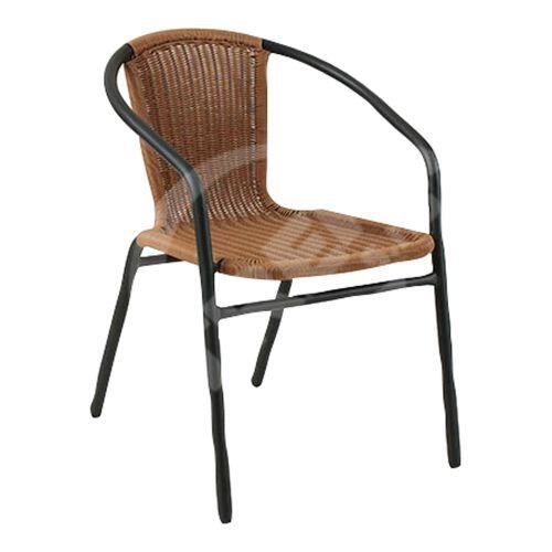 Krzesło ogrodowe 55x55x73cm beżowy rattan, czarny metal