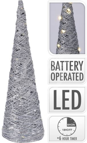 Oświetlenie PYRAMIDA 40cm z 20 diodami LED i wyłącznikiem czasowym srebrne