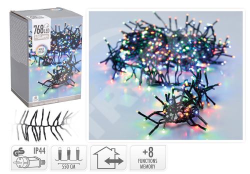 Oświetlenie świąteczne 5,5m 768LED kolorowe