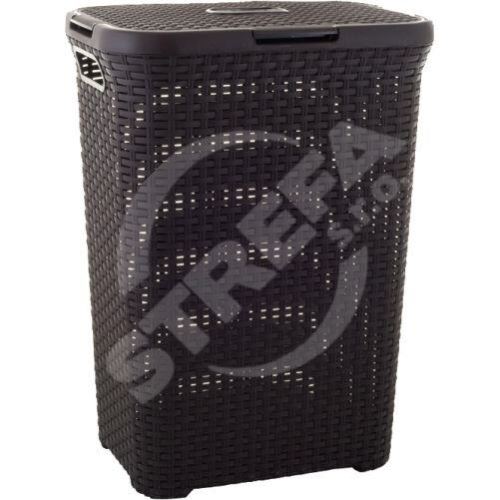 Plastikowy kosz na pranie RATTAN 40l 45x27x62cm brązowy