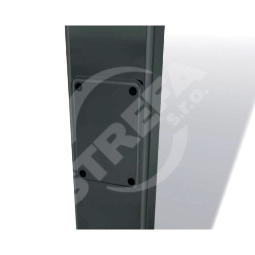 PREFA Kwadratowa aluminiowa rura spustowa 100 x 100 mm z otworem do czyszczenia, długość 1,5 m, ciemnoszary P10 RAL 7043