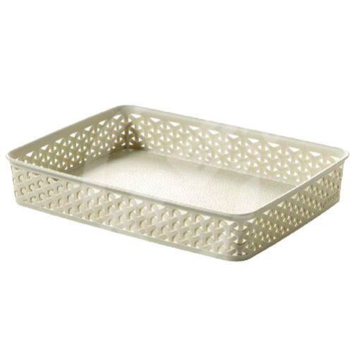 Koszyk plastikowy RATTAN kremowy 36x26x6cm "Y" STYLE