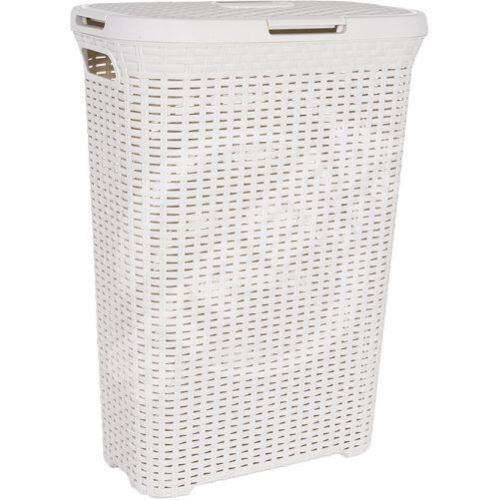 Plastikowy kosz na pranie RATTAN 40l 45x27x62cm kremowy