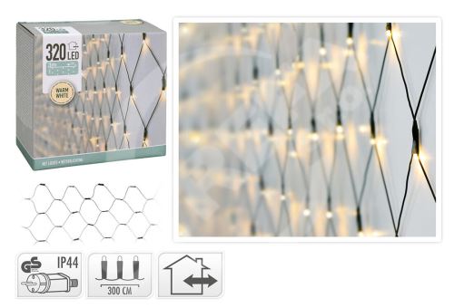 Oświetlenie świąteczne 1,5x3m 320LED ciepły biały, NET