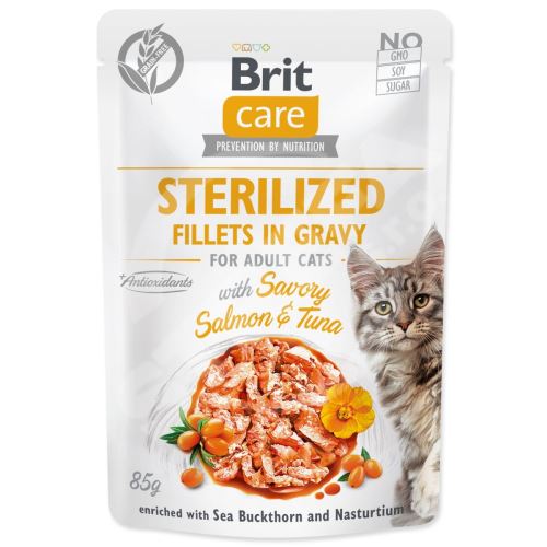 BRIT Care Cat Sterilized Filety w sosie z pikantnym łososiem i tuńczykiem 85 g