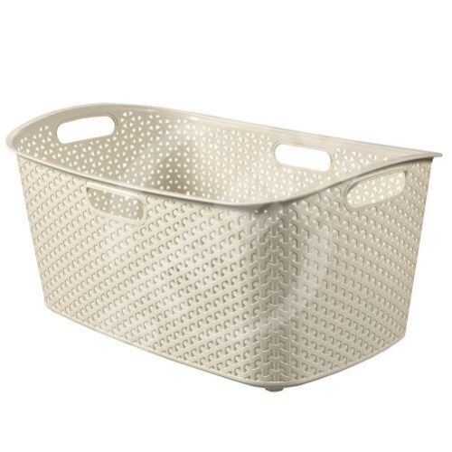 Plastikowy kosz na czyste ubrania RATTAN 60x39x28cm "MY STYLE" kremowy