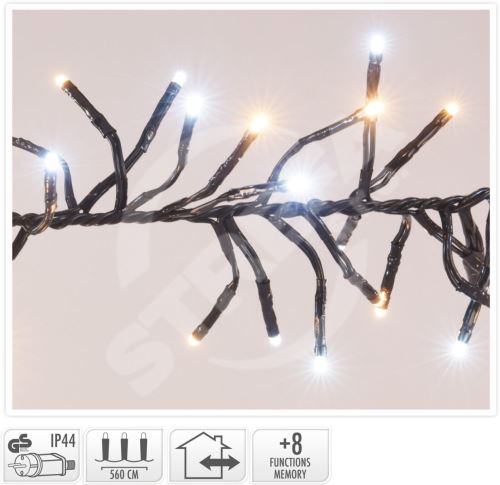 Lampki choinkowe 5,6m 768 LED zimna + ciepła biel, 8 funkcji